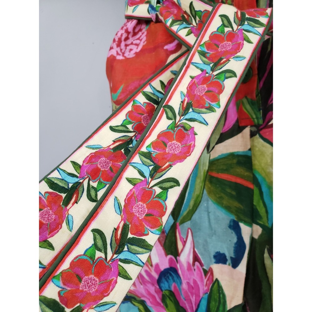 FARM RIO Jardin De Reve Linen Blend Romper Medium Floral Tropical Cruise Boho - Picture 3 of 6